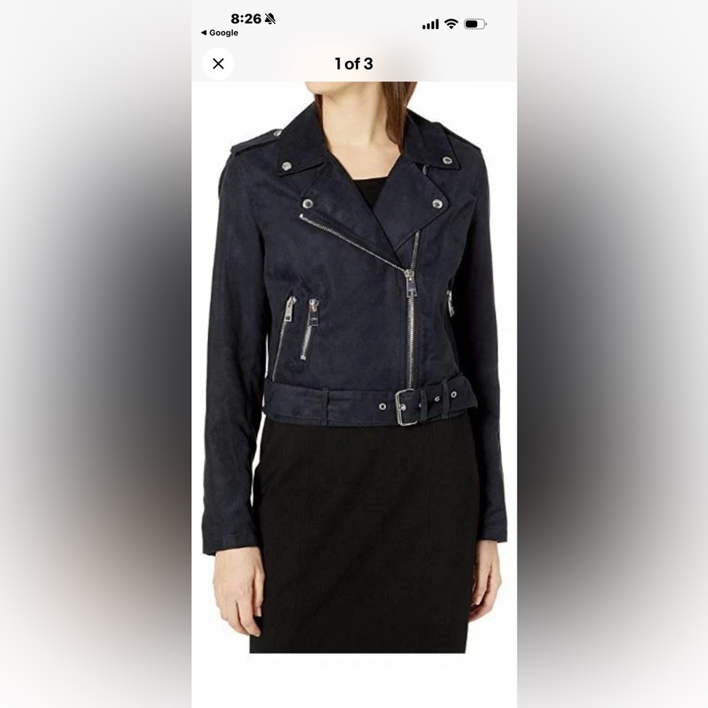 Levi's Black Cropped Moto Jacket with Silver Hardware and Belt
